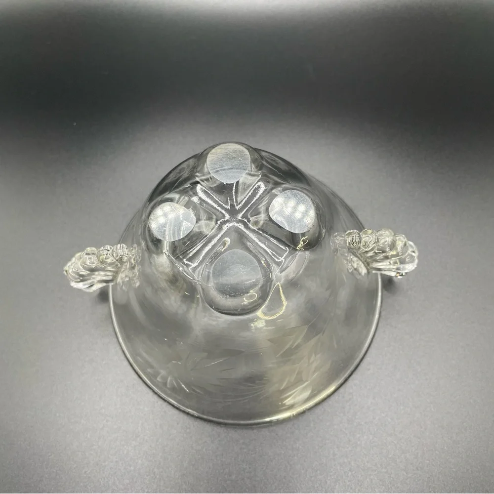 Etched Glass Vintage Sugar Bowl 1920 - 1930s